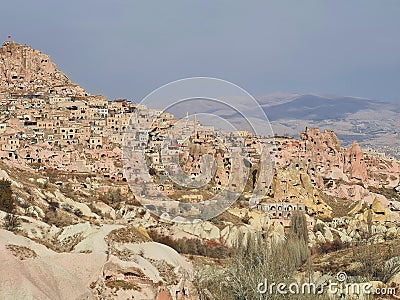Absolutely amazing ancient city all wielded in limestone rocks in Cappadocia, Turkey Stock Photo