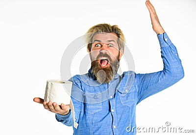 Absorbing liquids. Personal hygiene. Cleanliness and purity concept. Goods for hygiene. Rushed panic buy toilet paper Stock Photo