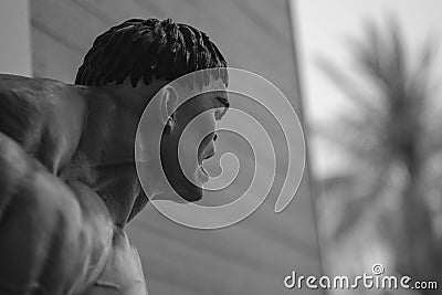 Absract face image of the Incredible Hulk statue outside a shopping mall in Thailand. Editorial Stock Photo