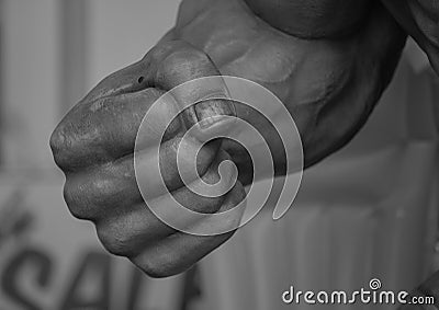 Absract fist close up image of the Incredible Hulk statue outside a shopping mall in Thailand. Editorial Stock Photo