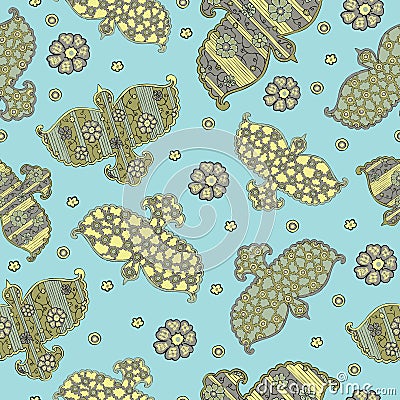 Absract seamless pattern with birds Vector Illustration