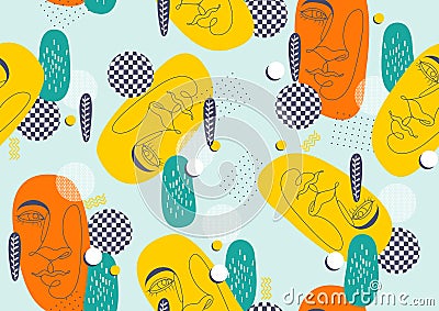 Abstact line art face 10 Vector Illustration