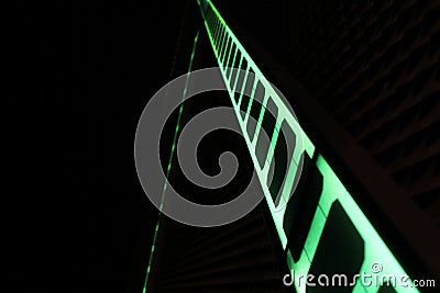ABSTARCT BLURRED NIGHT LIGHT. MODERN ARCHITECTURE BUILDING Stock Photo