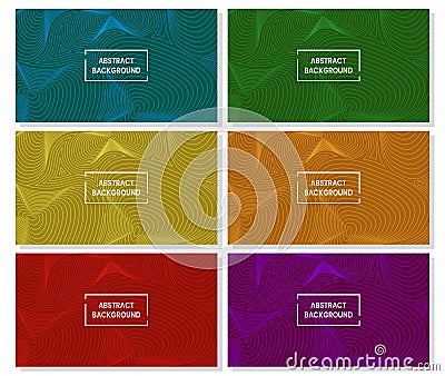 six sets of abstract background with swirl lines pattern. blue, green, yellow, red and purple. unique, modern and creative Vector Illustration