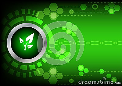 Abstrack button green energy technology on green background Vector Illustration