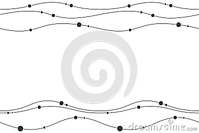 Abstracr seamless horizontal border pattern with smooth lines and circles, wave Vector Illustration