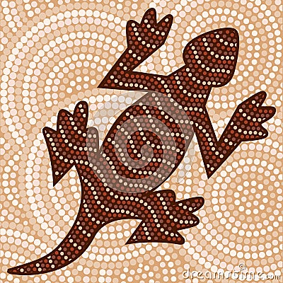 Abstract Aboriginal lizard dot painting Vector Illustration