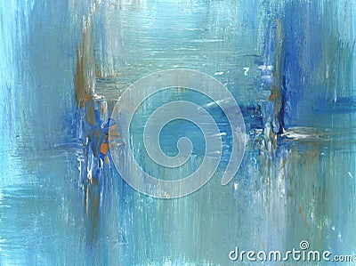 Abstract acrylic painting in blue, aquamarine colors Stock Photo