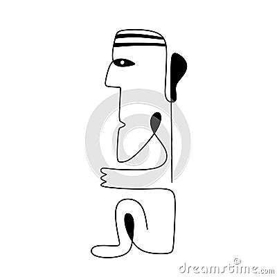 Abstract aesthetic human drawing a line. African or Amazon man sitting portrait in minimalist style. Modern single line art, Vector Illustration