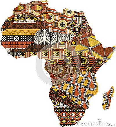 Abstract Africa map fabric patchwork Vector Illustration