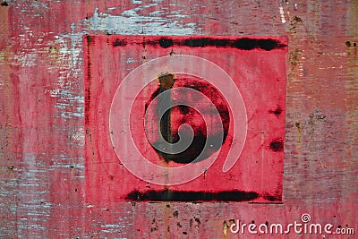 Abstract Aged Red Square and Circle on Weathered Urban Surface Stock Photo