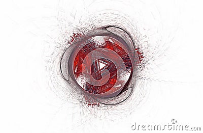 abstract aggressive fractal red black symmetric figure Stock Photo