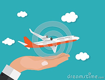 Abstract Airplane Background with Hand Vector Illustration Vector Illustration