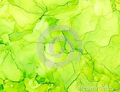 Abstract alcohol ink liquid luxury contemporary green background Stock Photo