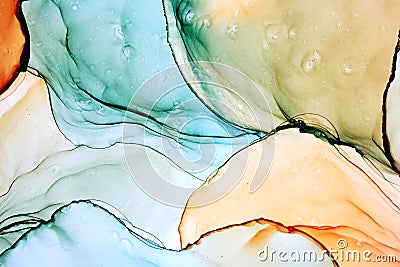 Abstract alcohol ink painting, macro photo Cartoon Illustration