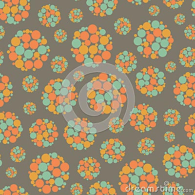 Abstract allium flower seedhead seamless vector pattern background. Midcentury modern color backdrop of seeds within Vector Illustration