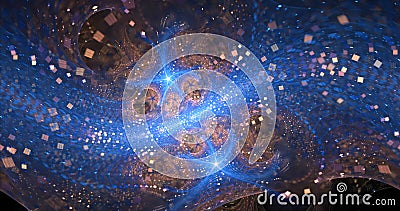 Abstract amazing background from colorful blue swirl shapes and sparkles. Festive wallpaper. 3d rendering. Stock Photo