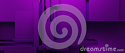 Abstract Amazing 3D Blocks Cubes Future Deep Violet Banner Background 3D Illustration Stock Photo