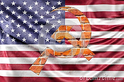 Abstract American Flag blended with Communism Symbol Stock Photo