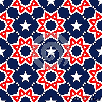 Abstract American Patriotic Seamless Pattern Vector Illustration