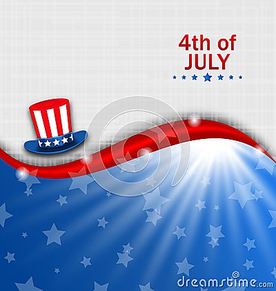 Abstract American Poster for Independence Day USA, Fourth July, Hat Uncle Sam Vector Illustration