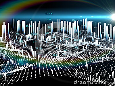 Abstract analysis futurisfic concept. Big data. Spatio temporal data. 3d analysis algorithms Stock Photo