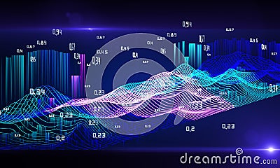 Abstract analysis infographics. Bright wire mesh of the data array. Big data concept Stock Photo