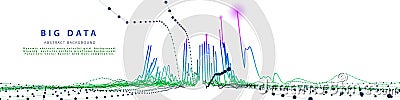 Abstract analytical background with polygonal lines analyze. Analytics algorithms data. Big data. Data chart. Quantum Vector Illustration