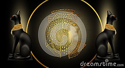 Abstract ancient Egyptian background, Cleopatra. Stock Photo