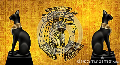 Abstract ancient Egyptian background, Cleopatra. Stock Photo