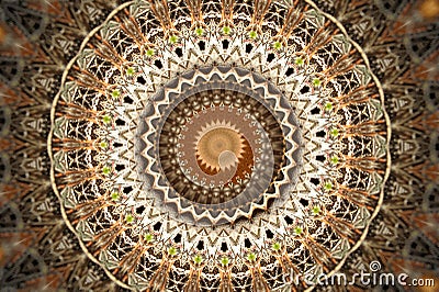 abstract ancient ornament in brown, mandala, kaleidoscope Stock Photo