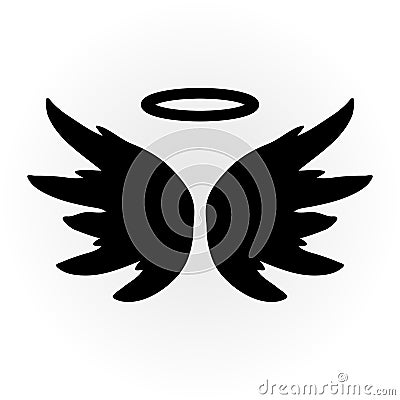 Abstract angel image. The wings and halo. Isolated object. Icon Vector Illustration