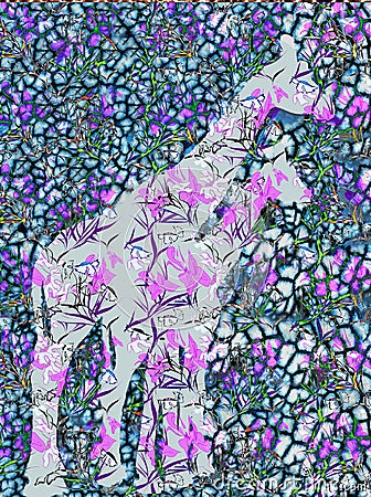 Abstract illustration of giraffe and animal seamless pattern. Co Cartoon Illustration