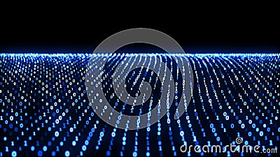 Abstract animation of the binary code waves with binary digits 1 and 0 and motion binary code on background. Animation Stock Photo