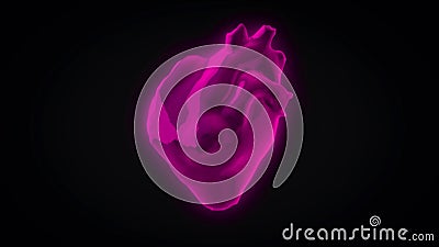 Abstract animation of colorful 3d model of heart beating rotating on a dark background. Animation. Anatomy of human Stock Photo