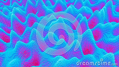 Abstract animation of pixel moving surface. Animation. Undulating color surface of cyberspace of pixels. Beautiful Stock Photo