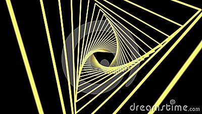 Abstract animation with rotating triangles on a black background computer renderer Stock Photo