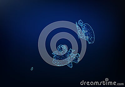 Abstract of Antigua Barbuda map network, internet and global connection concept, Wire Frame 3D mesh polygonal network line, design Vector Illustration
