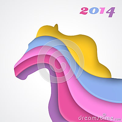 Abstract applique paper horse Vector Illustration