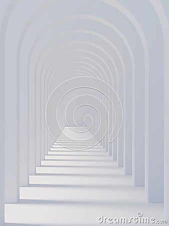 Abstract arched corridor extending into perspective.3d rendering Stock Photo
