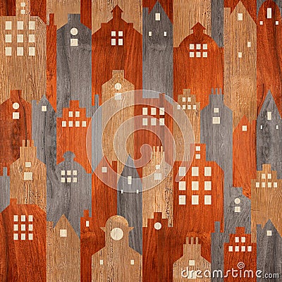 Abstract architectural building - seamless background - wooden texture Stock Photo