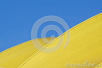 Abstract architectural detail . modern architecture, yellow panels on building facade. Stock Photo