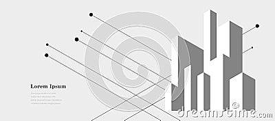 abstract architectural lines, geometric buildings background, technological construction, architecture concept Vector Illustration
