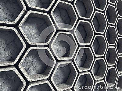 Abstract Architecture Background. Concrete Hexagon Wall Stock Photo