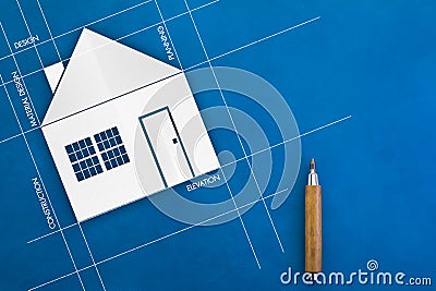 Abstract architecture background: house plan - blueprint Stock Photo