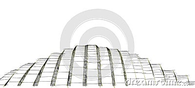 Abstract architecture background pencil graphic drawing curved building elements 3d illustration Stock Photo