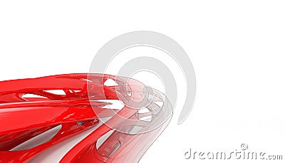 Abstract Architecture background of technology digital Red Structure Mesh geometric and science Mesh in isolated on white Stock Photo