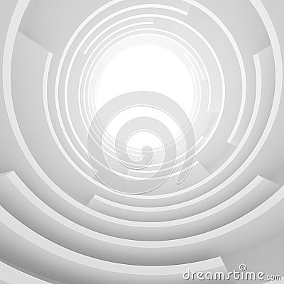 Abstract Architecture Background. White Circular Tunnel Building Stock Photo