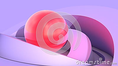 Abstract architecture background with soft ulraviolet arc shapes and shiny red core sphere with light Stock Photo
