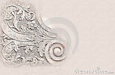 abstract architecture sketch style image of elements over stone Baroque ornament decoration of building Stock Photo